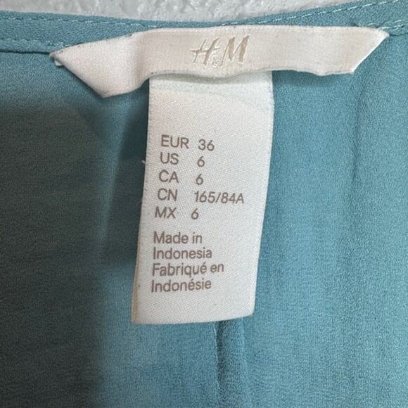 H&M Womens Sz 6 Plunge Neck Tie w/Drawstring Waist Beach Dress - Picture 7 of 13